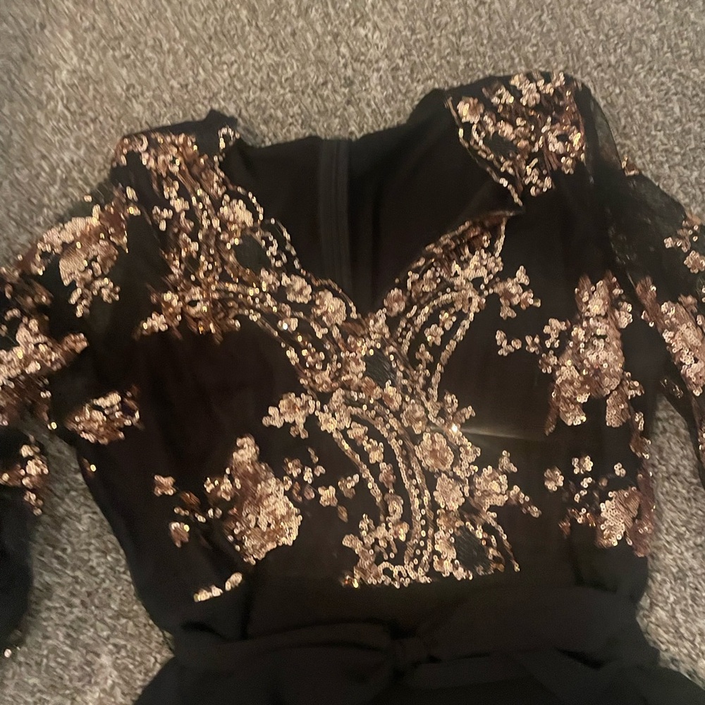SHEIN Black and Gold Sequin Mini Dress - Picture 2 of 3